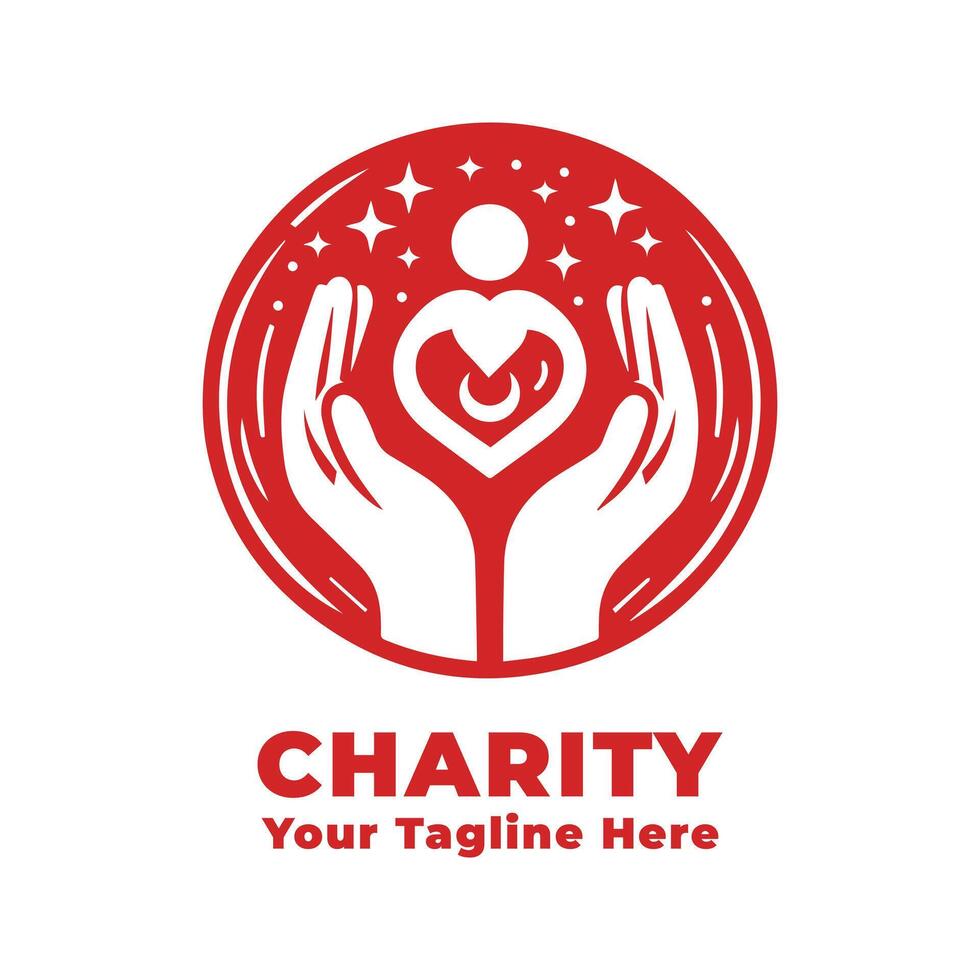 Logo Simple Charity Design With Red Concept vector