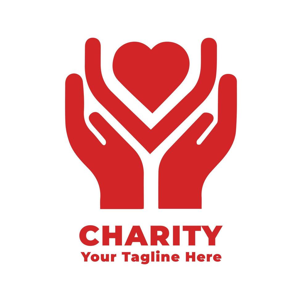 Simple Charity Logo Design With Red Concept vector