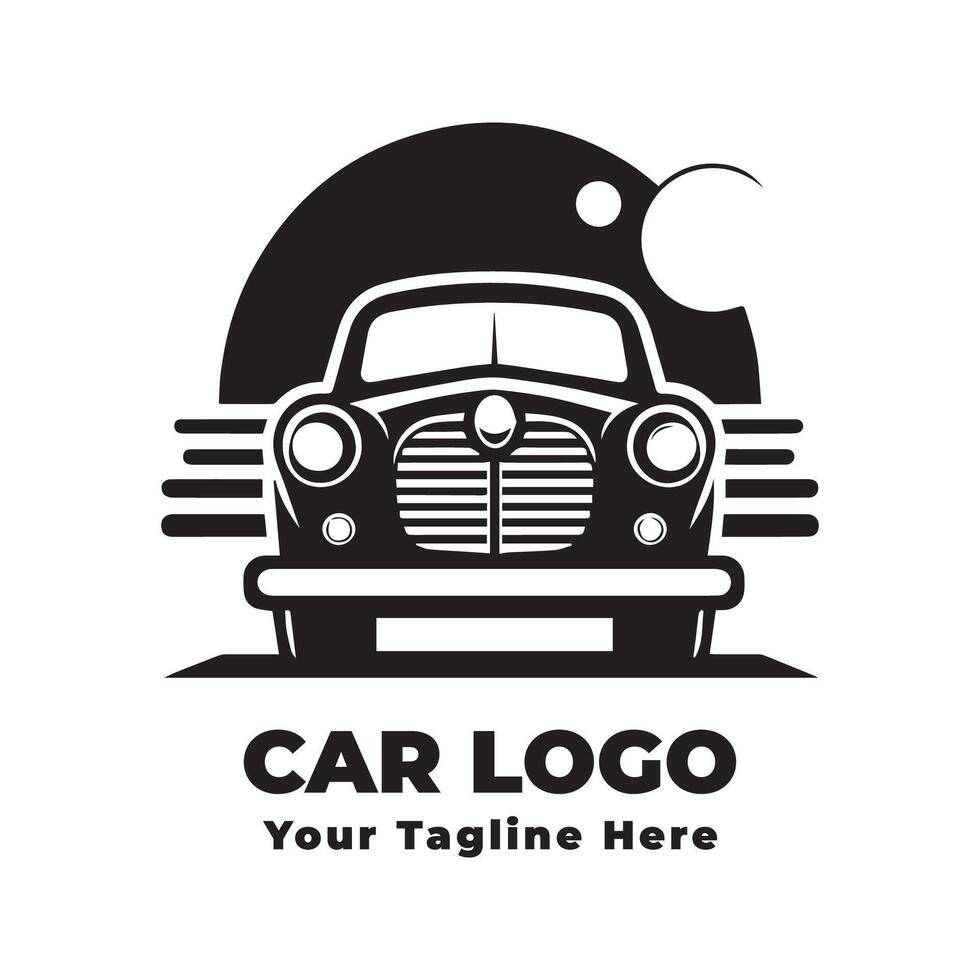Logo Simple Car Illustration Black And White vector