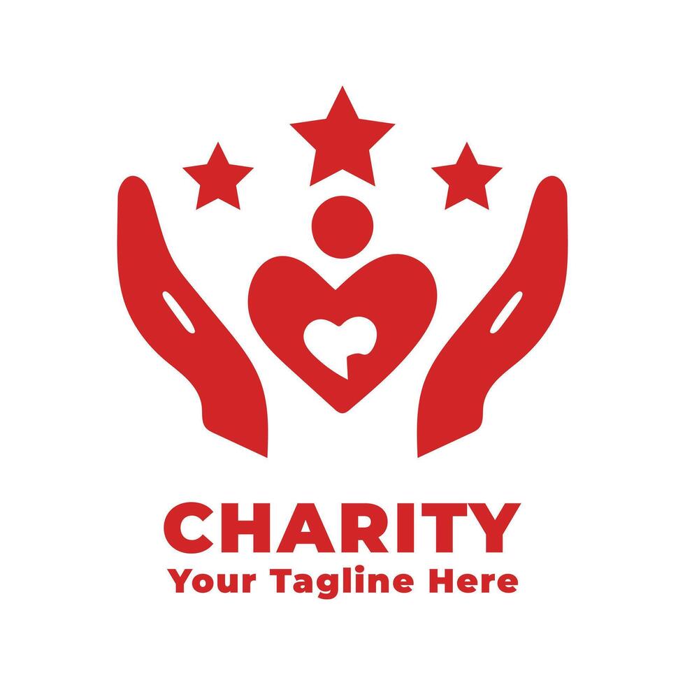 Logo Charity Simple Design With Red Concept vector