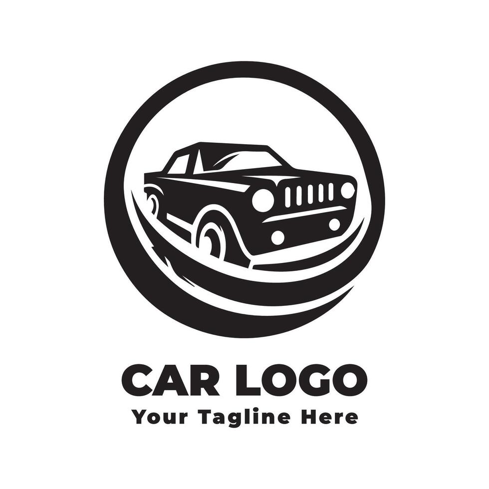 Car Simple Logo Illustration Black And White vector