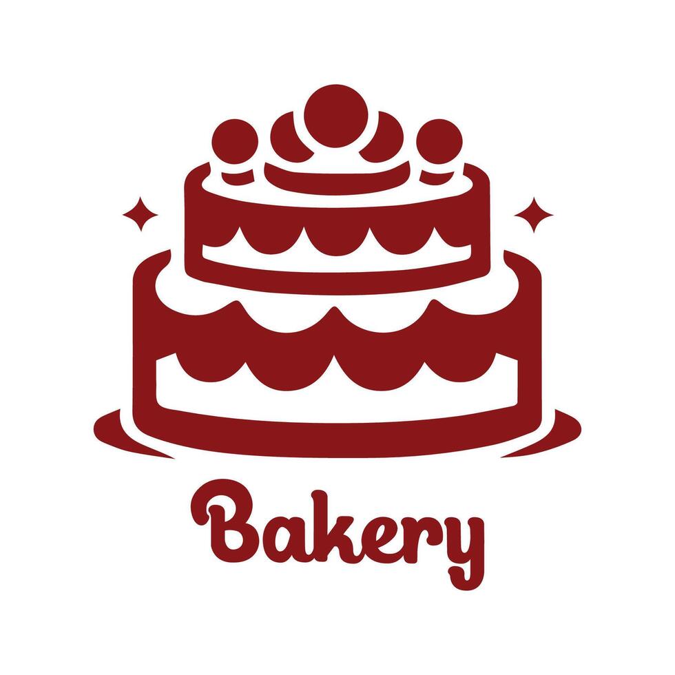 Logo Bakery Simple Illustration With Maroon Concept vector