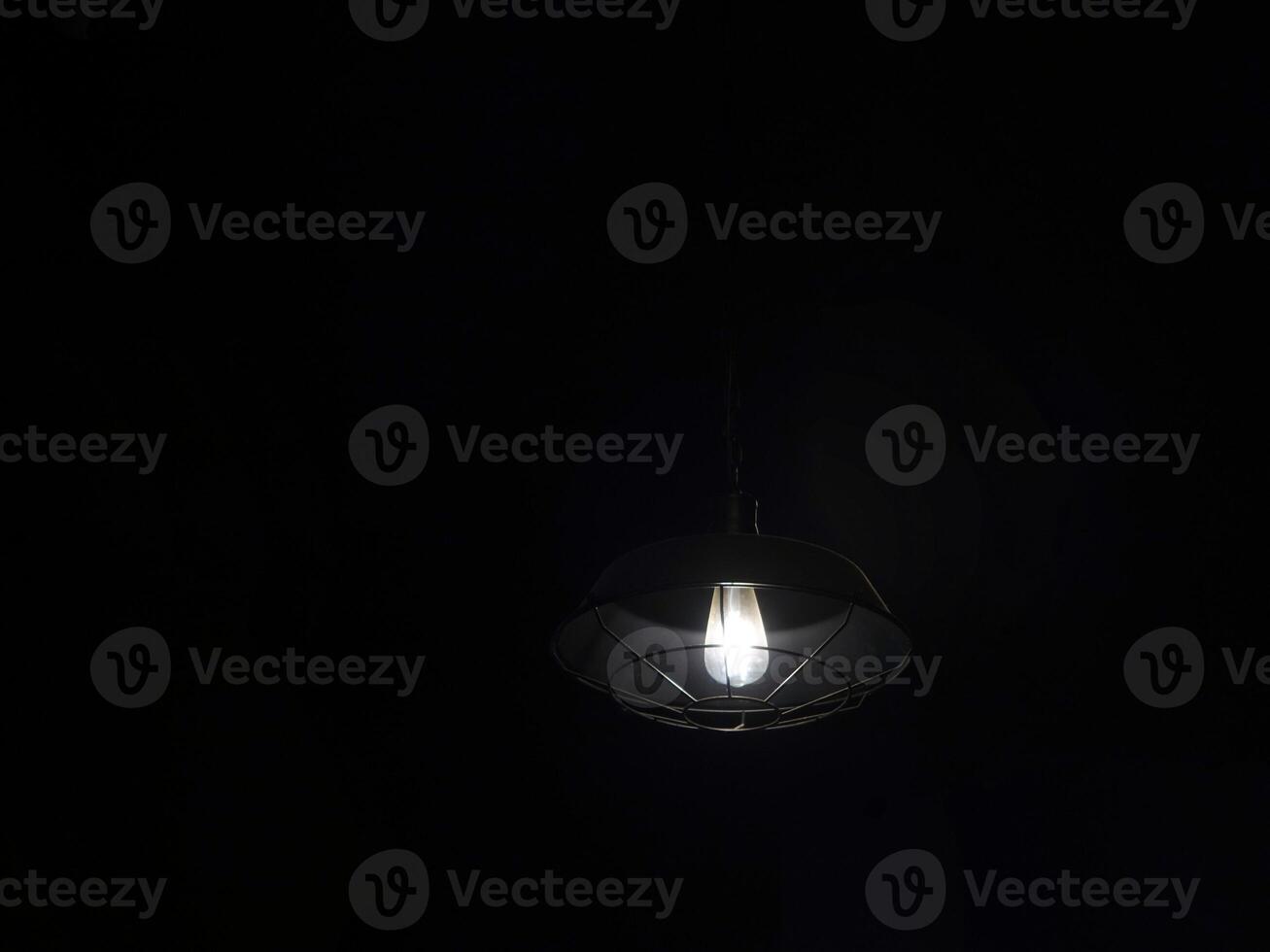 A light bulb is lit up in the dark photo