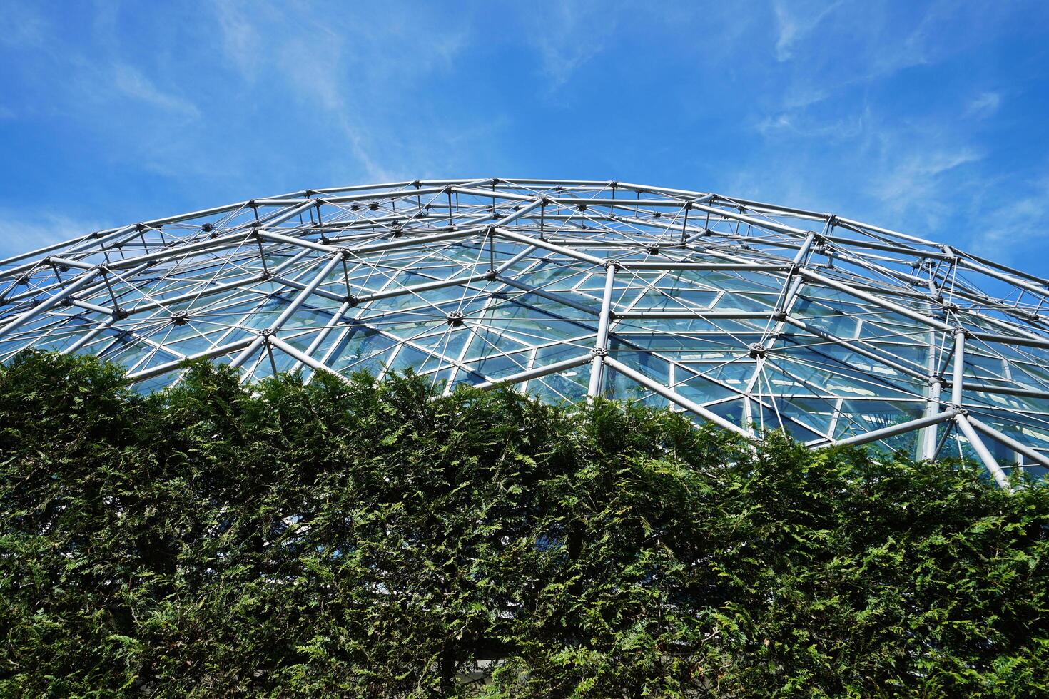Exterior architecture and design of Climatron geodesic conservatory dome at 'MISSOURI BOTANICAL GARDEN'- Saint Louis town, MO photo