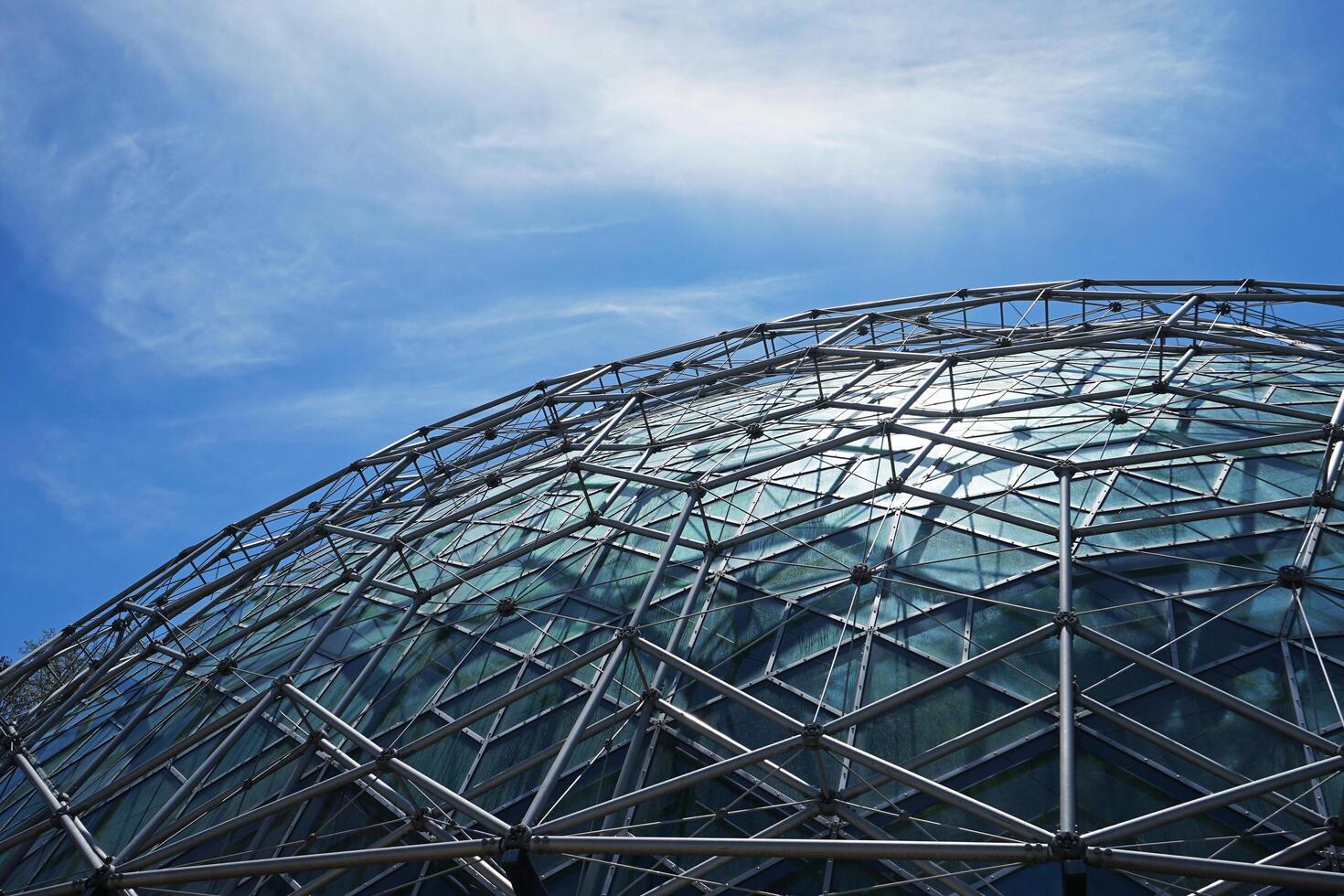 Exterior architecture and design of Climatron geodesic conservatory dome at 'MISSOURI BOTANICAL GARDEN'- Saint Louis town, MO photo