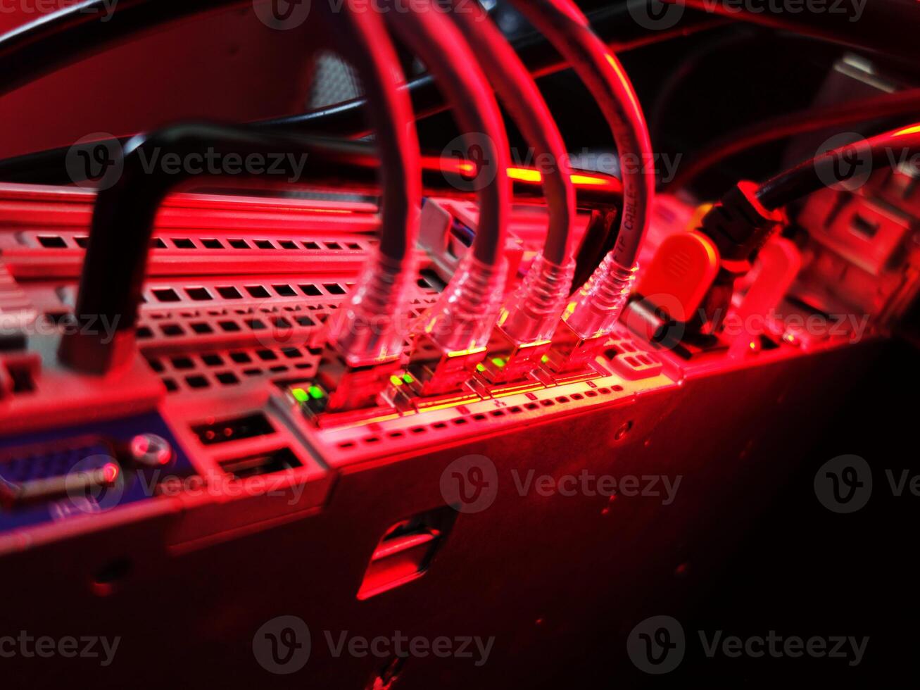 A computer with red lights photo