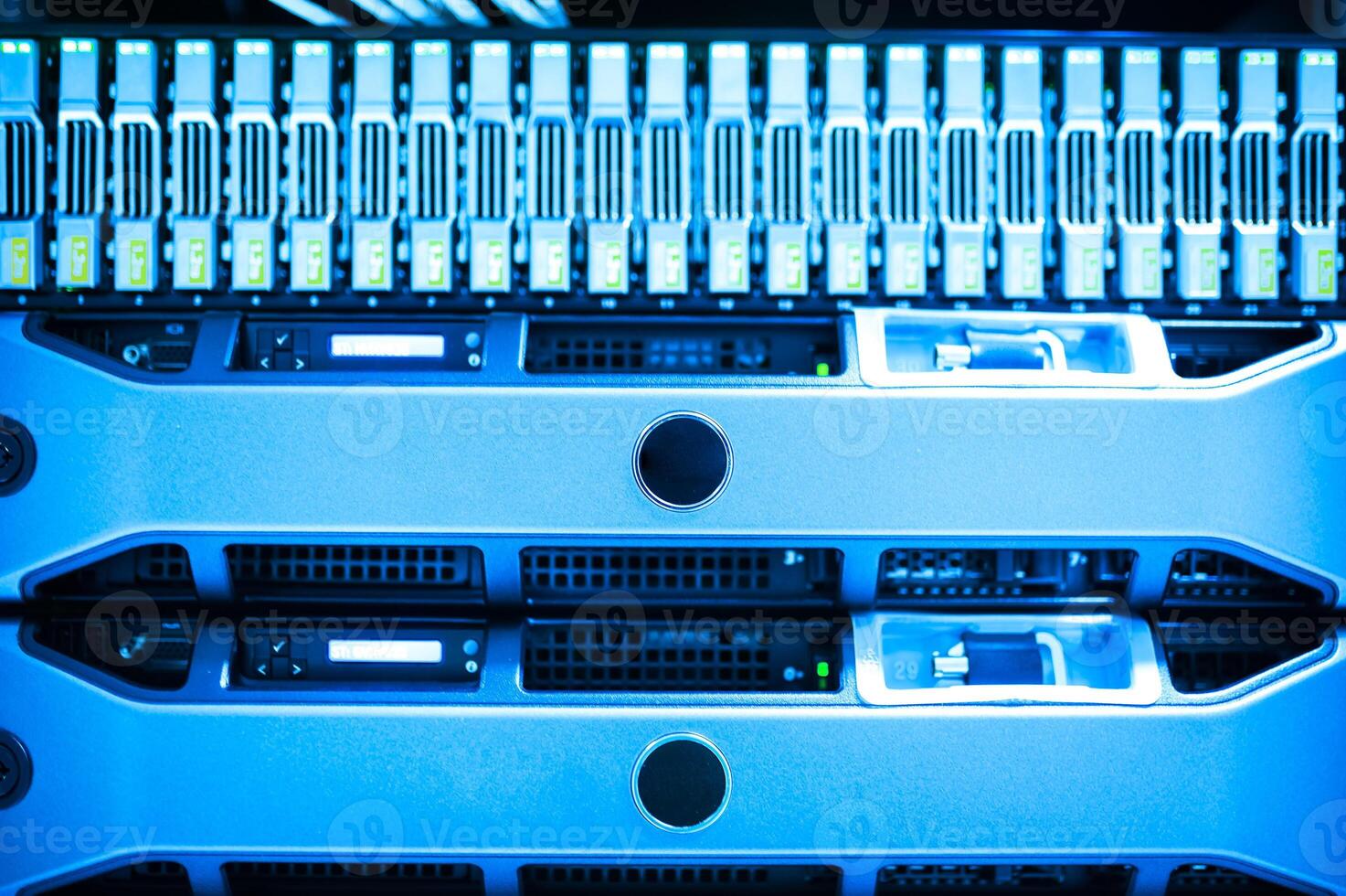 A row of servers in a data center photo