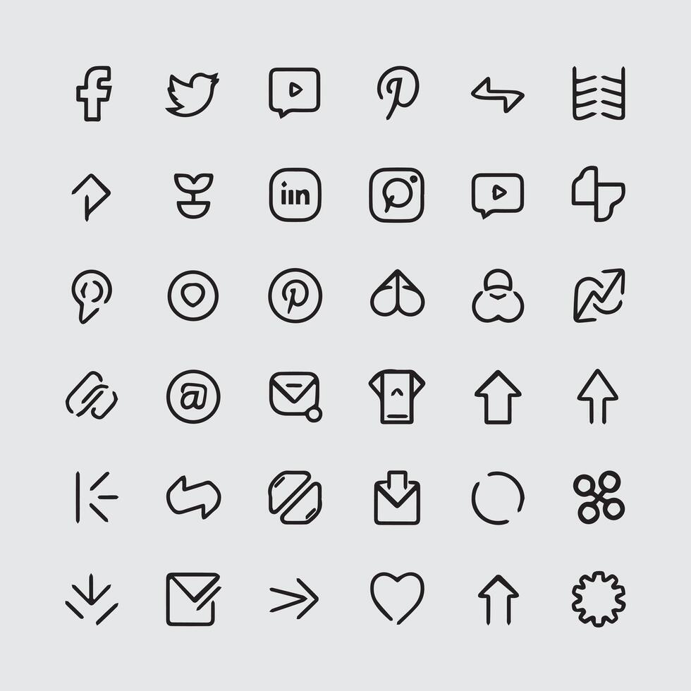 Flat Design Social Icons Set vector