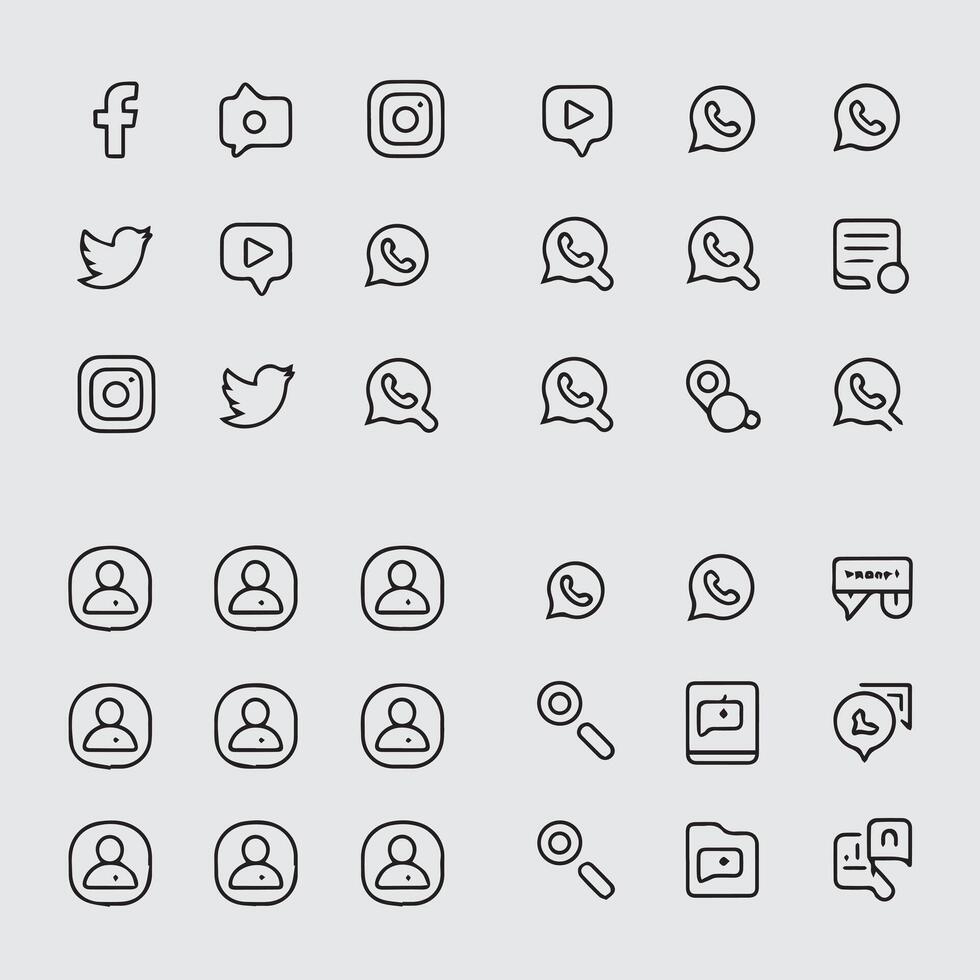 Simple Social Media Icon Kit vector