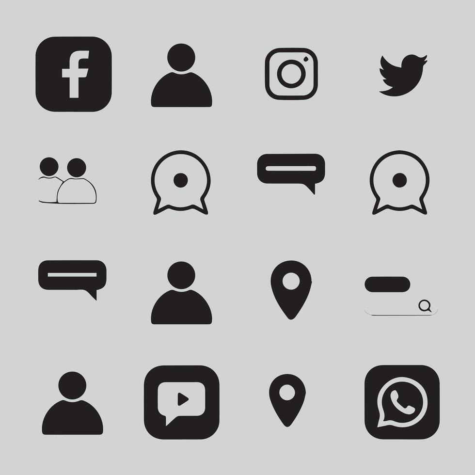 Modern Black and White Icons vector