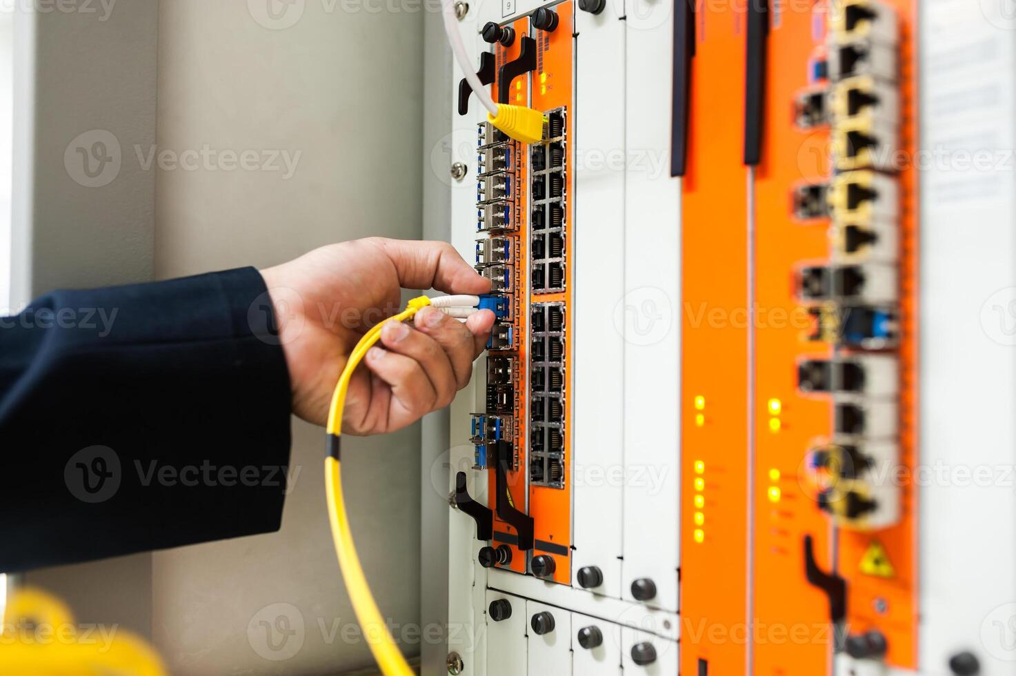 Fix network switch in data center room photo