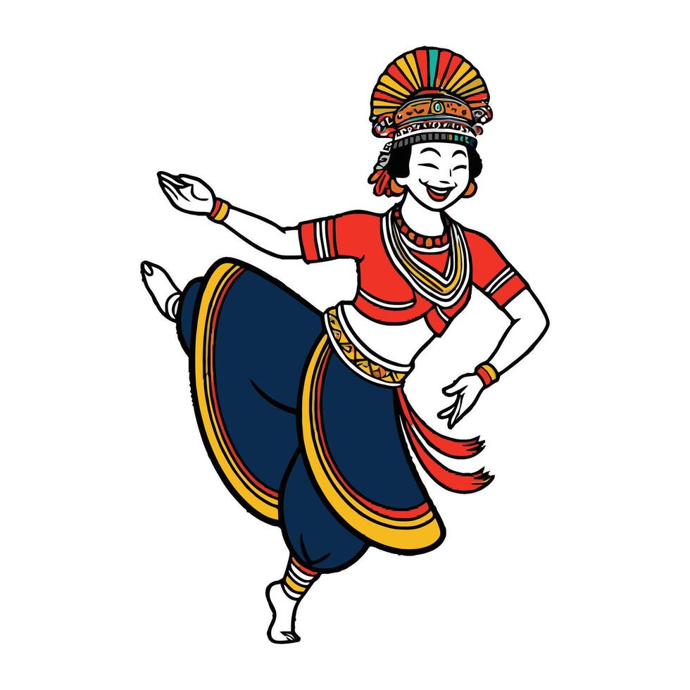 A cartoon woman dancing in indian costume vector