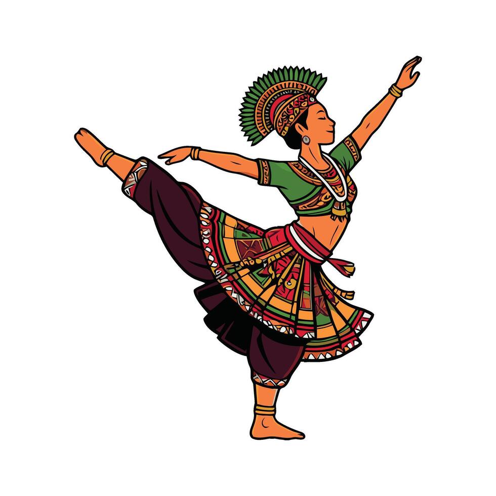Indian dancer in traditional dress illustration vector
