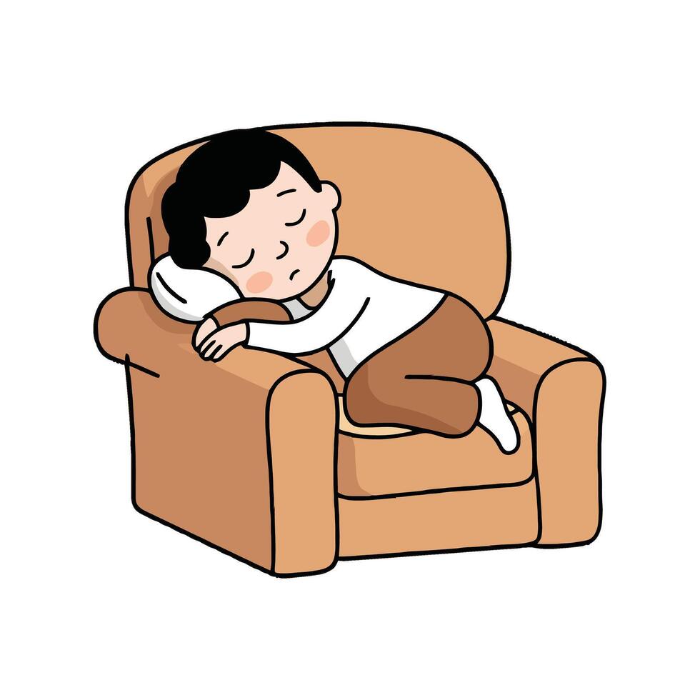A boy sleeping on a couch vector
