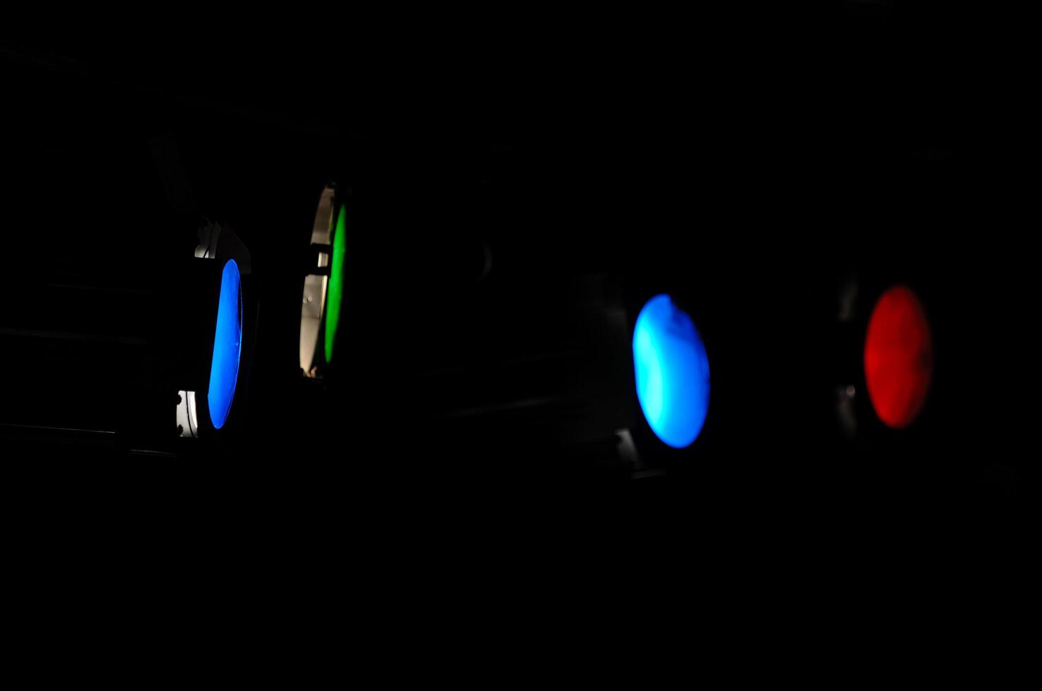 Spotlights blue green and red photo