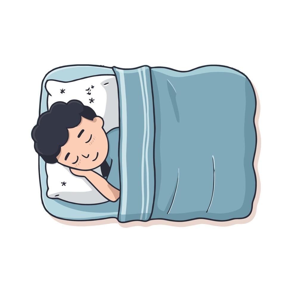 A man sleeping in bed with a pillow vector