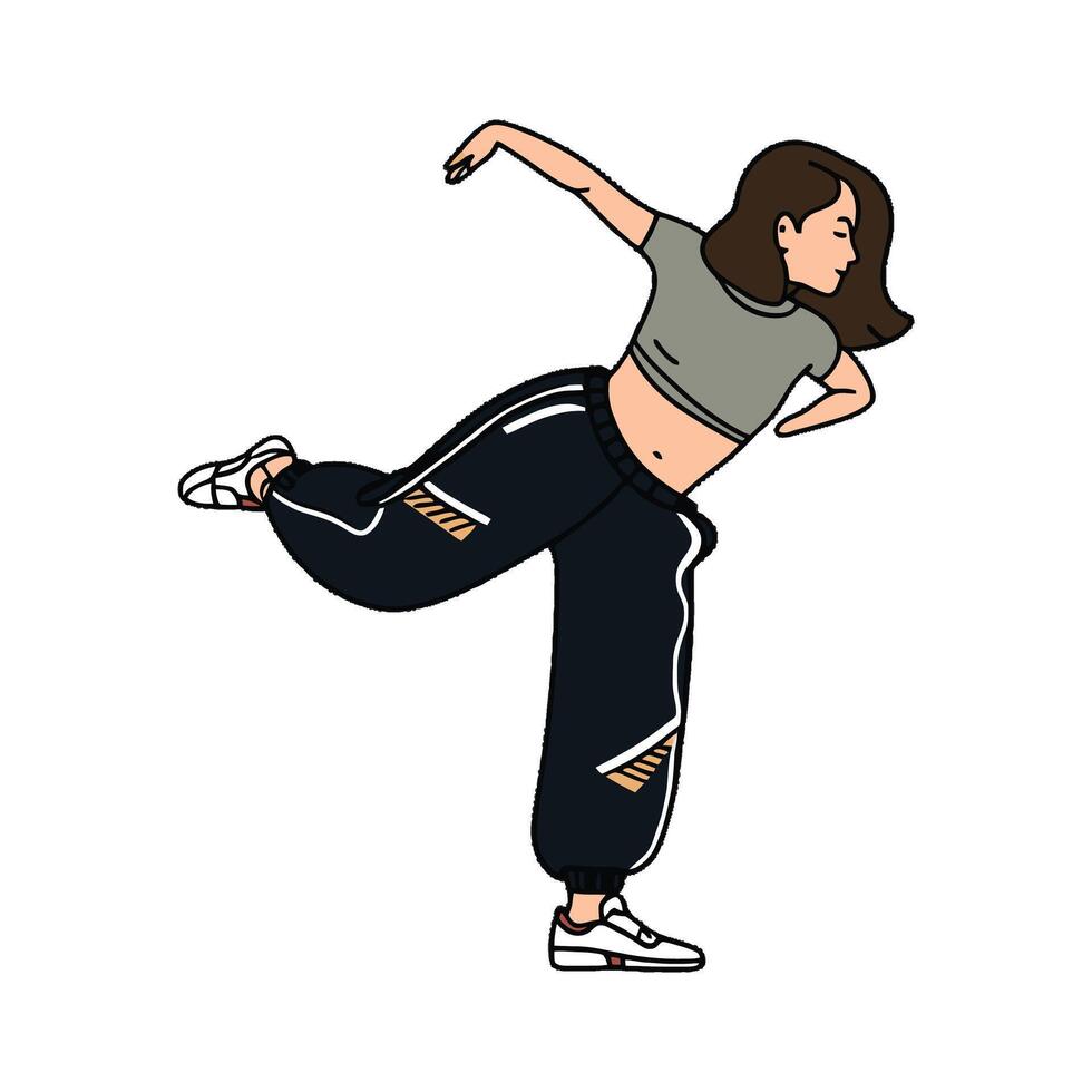 A cartoon woman doing a dance move vector