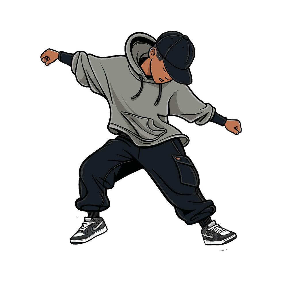 A cartoon boy in a hoodie and pants vector