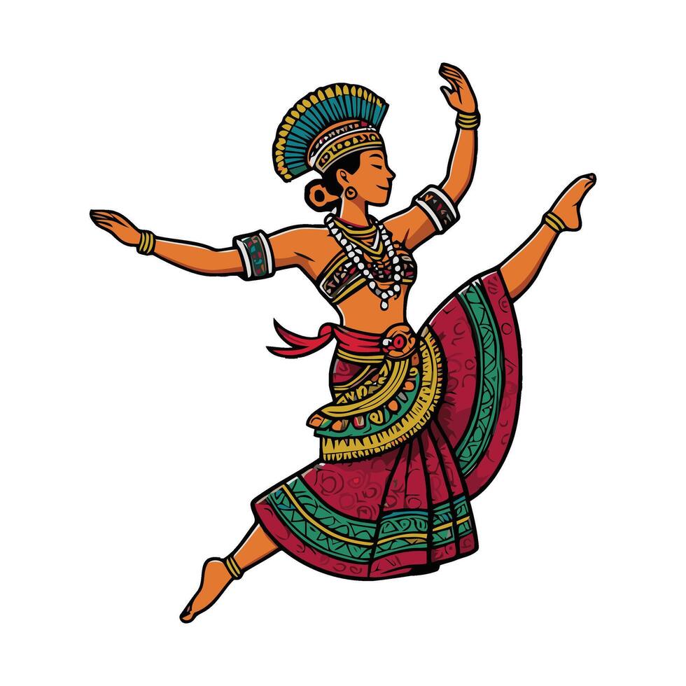 Indian dancer in traditional dress illustration vector