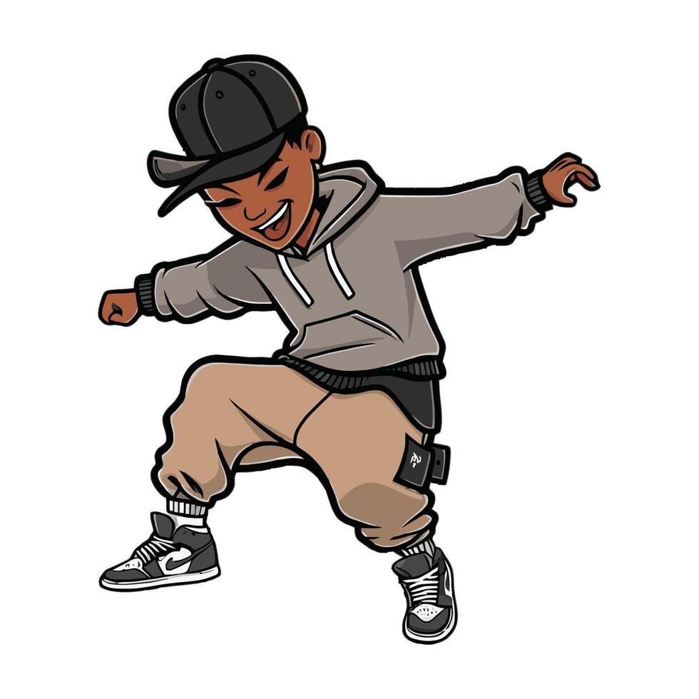 Cartoon boy dancing in the air vector