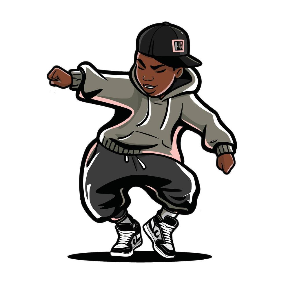 A cartoon boy in a hoodie and sneakers vector