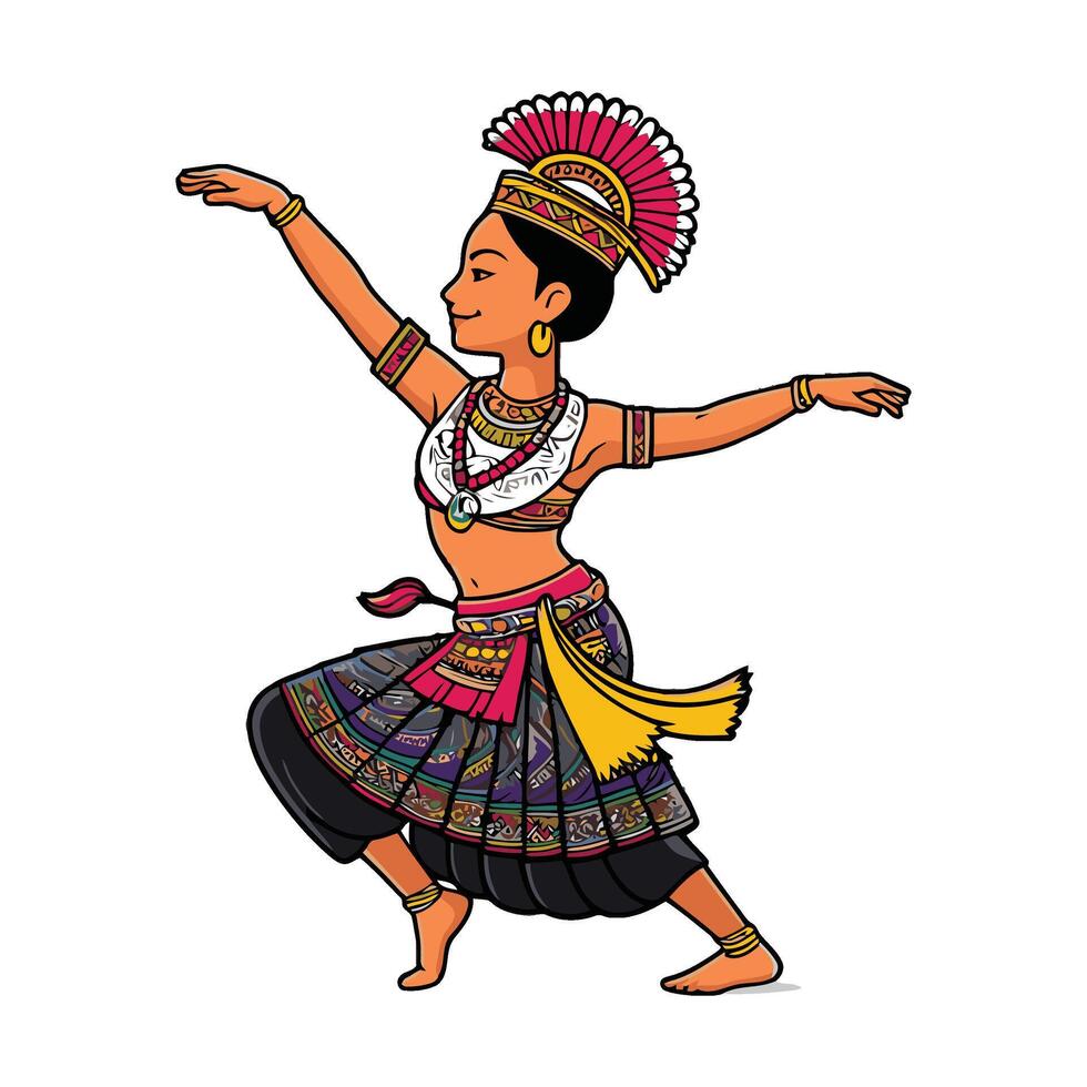 A cartoon woman in indian dress dancing vector