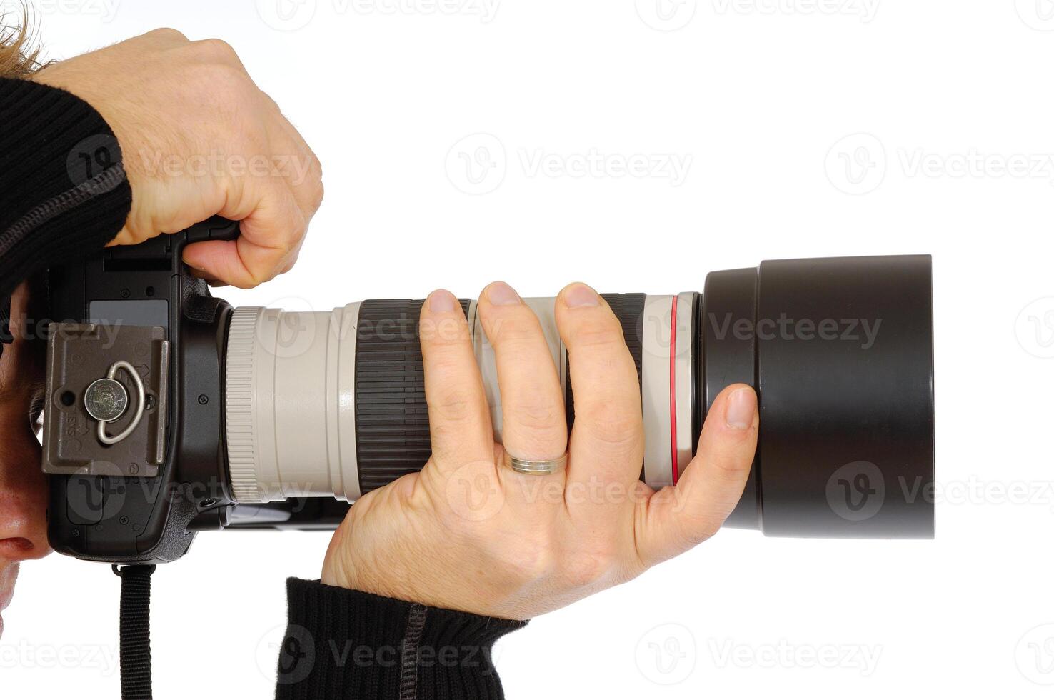 Photographer on white background photo