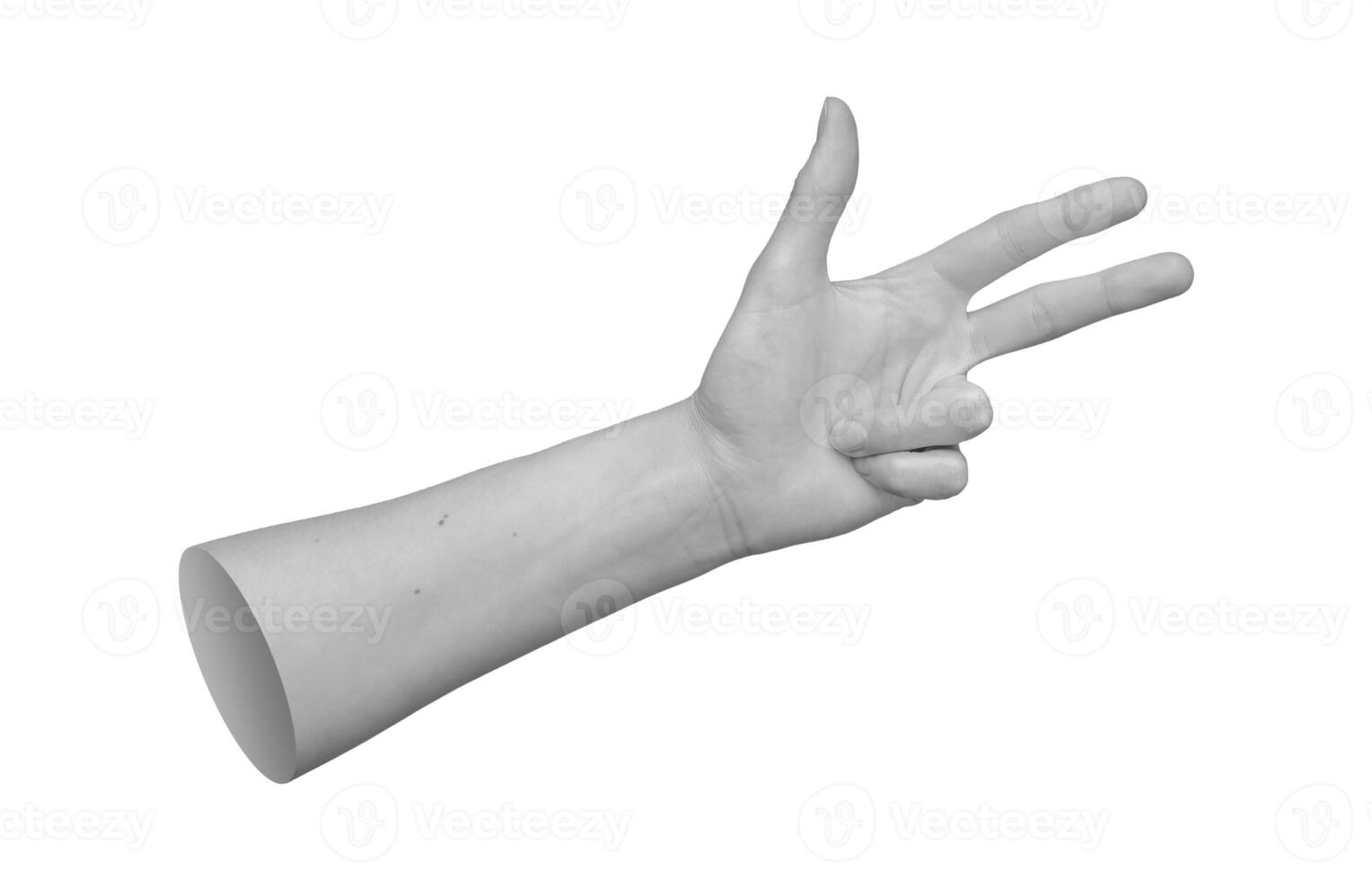 hand showing three fingers. Isolated, blank gesture symbolizing something abstract. Funny, nonverbal photo