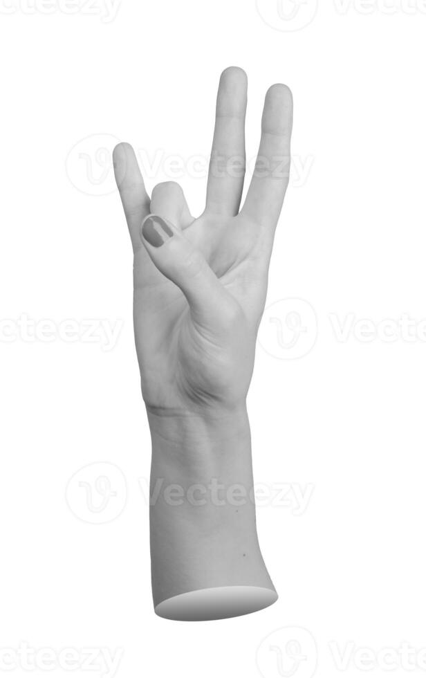 hand gesture with the thumb holding down the ring finger, the number 7 in sign language, isolated on photo