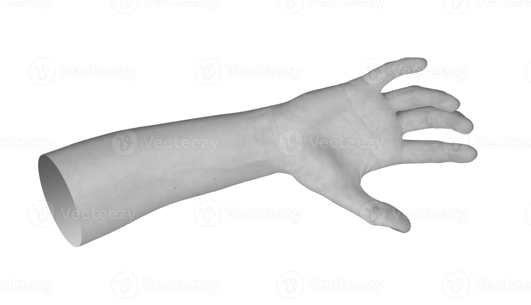 Open female hand reaching in side view, palm outstretched with fingers positioned to grasp an photo
