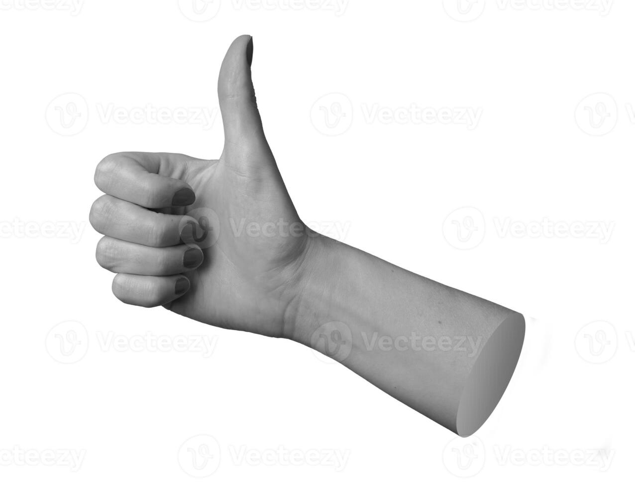 Isolated female hand giving a thumbs up gesture, symbolizing approval, positivity, and success, set photo