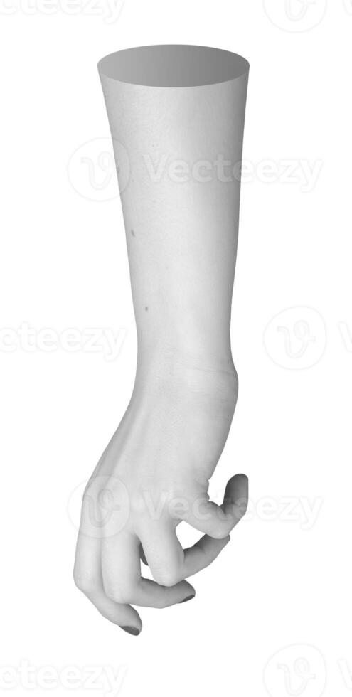 Relaxed female hand with curled fingers in a simple, expressive posture. Isolated on white photo