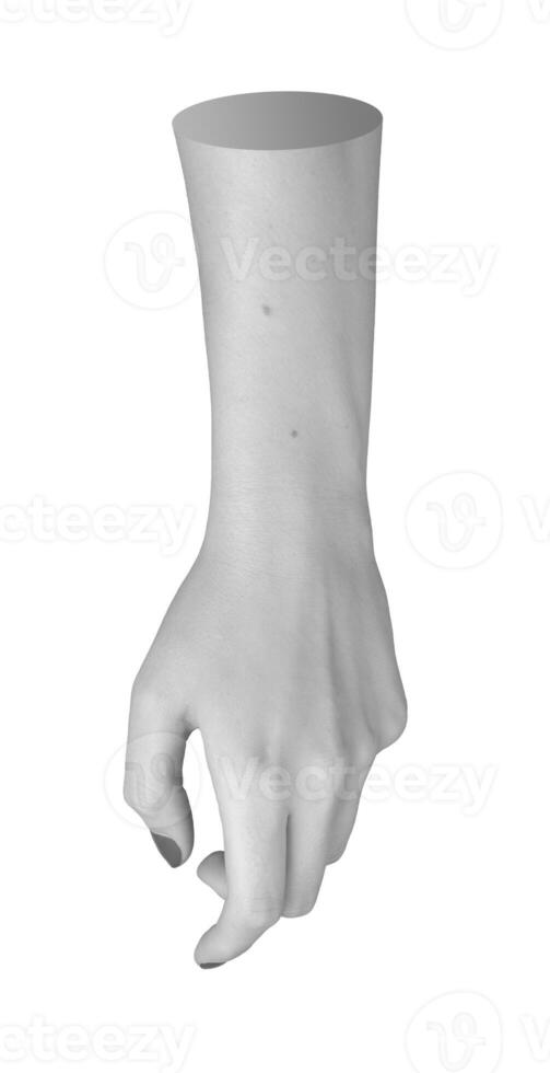 hand and arm in relaxed, curled position, isolated in monochrome. Slightly outstretched fingers photo