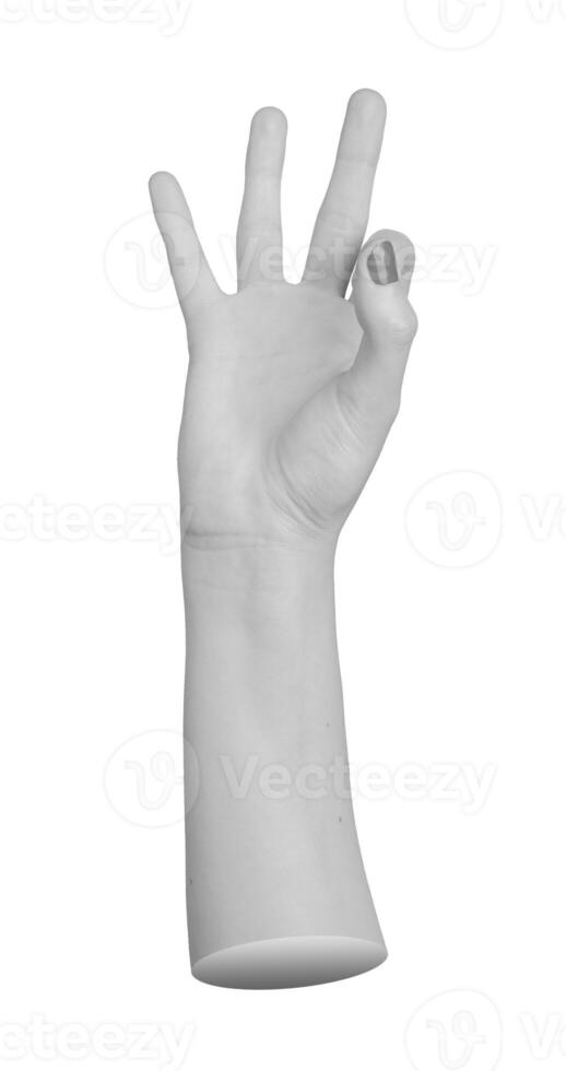 hand gesture with the thumb holding down the index finger, the number 9 in sign language, isolated photo