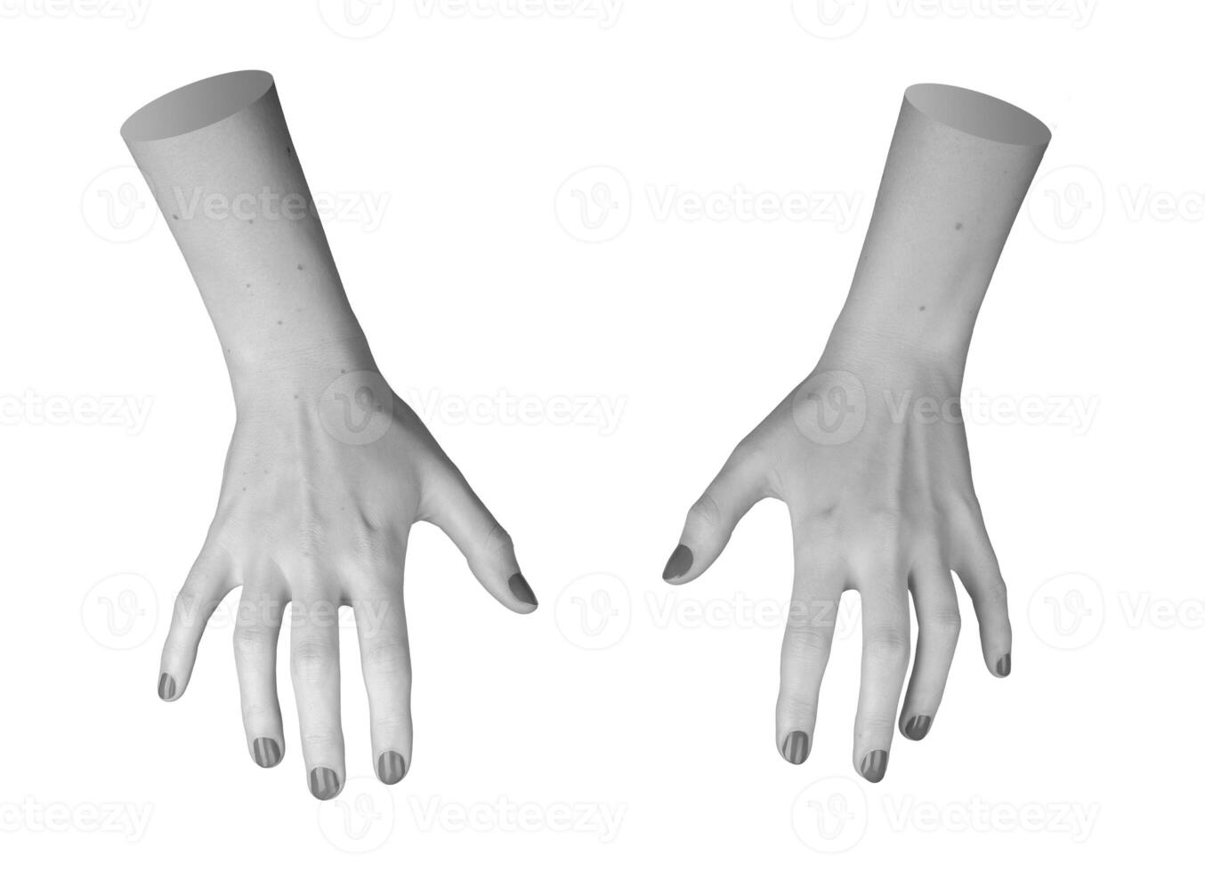 Hand gesture with fingers outstretched, symbolizing virtual interaction and reaching into invisible photo