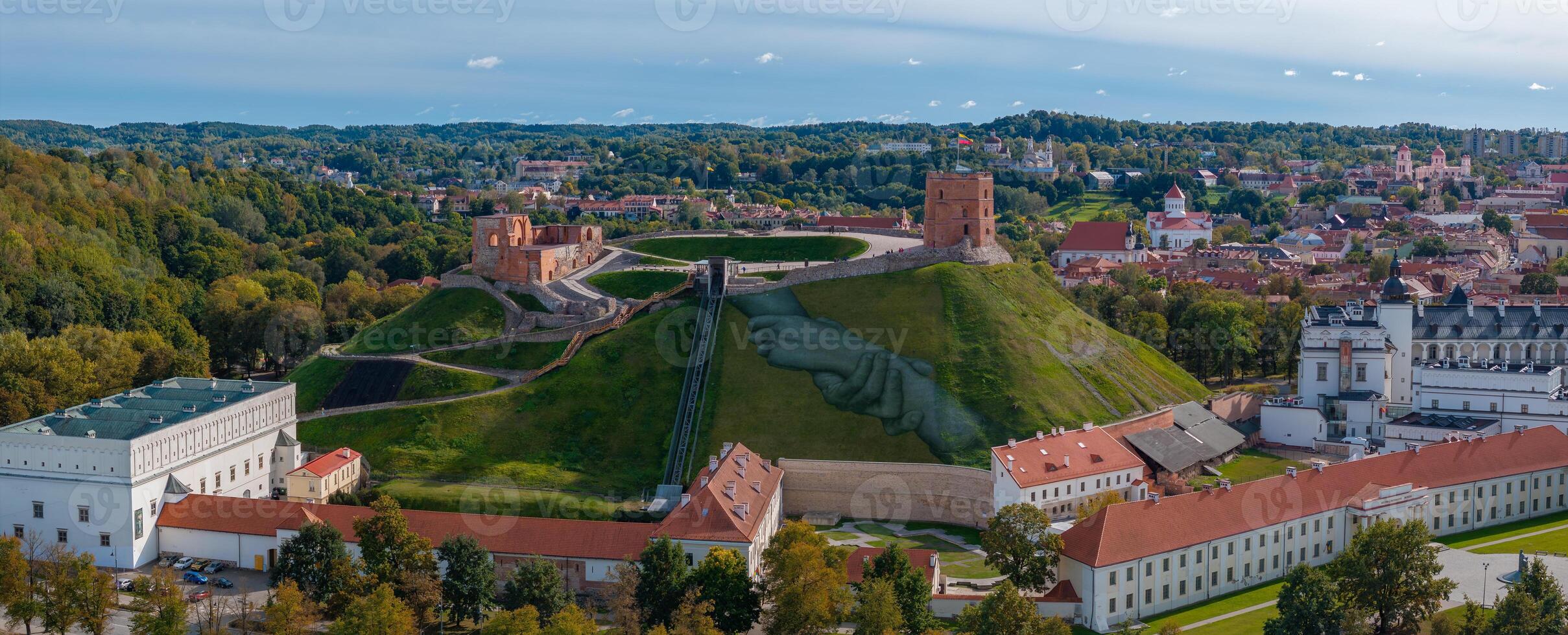 Aerial View of Gediminas' Tower and Vilnius Cityscape, Lithuania photo