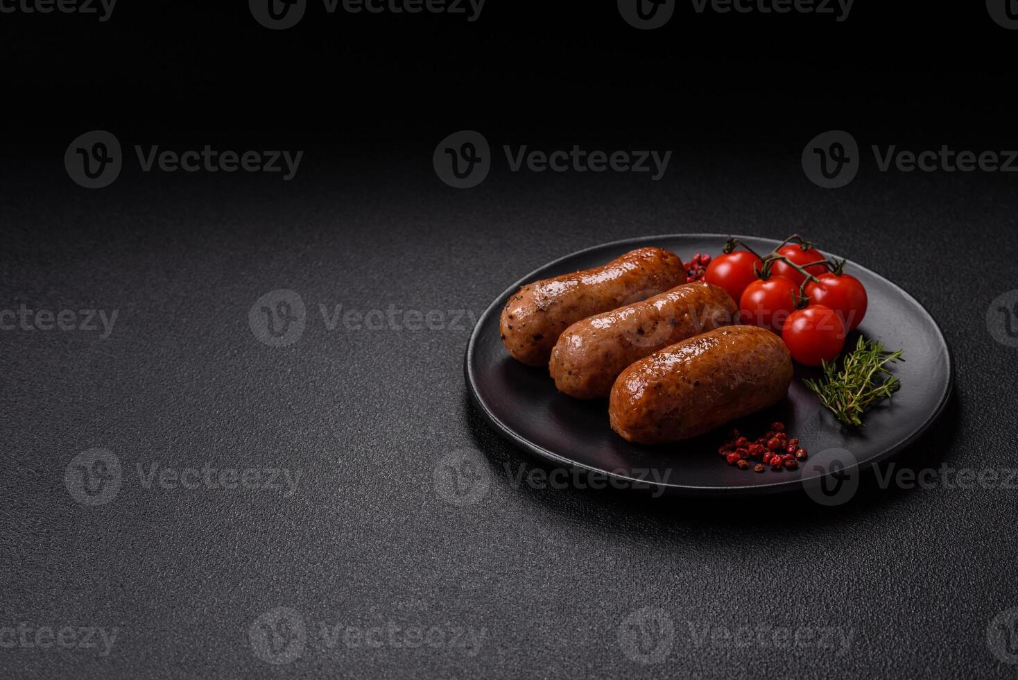 Chicken or pork sausages with salt, spices and herbs photo