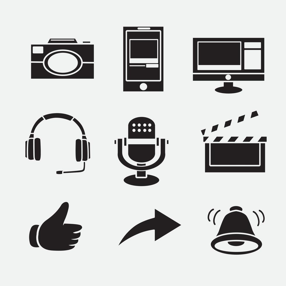 set of content creator icons good for symbol, logo, element graphic design vector