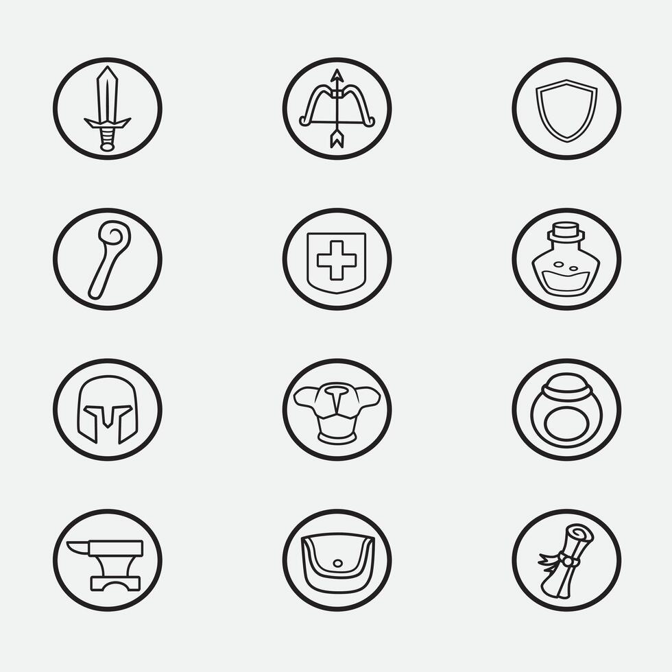 set of game rpg good for symbol, logo, UI, element design vector