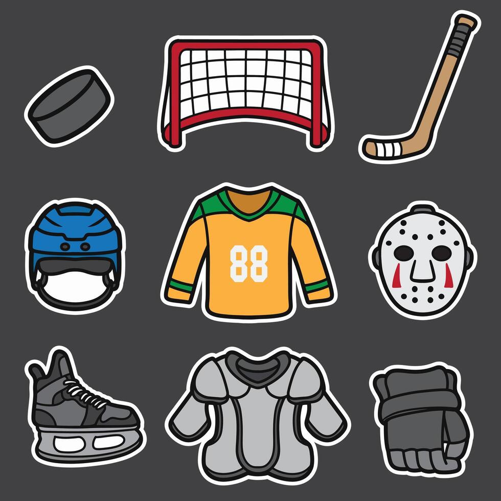 set of hockey good for sticker, badge, element design, etc vector