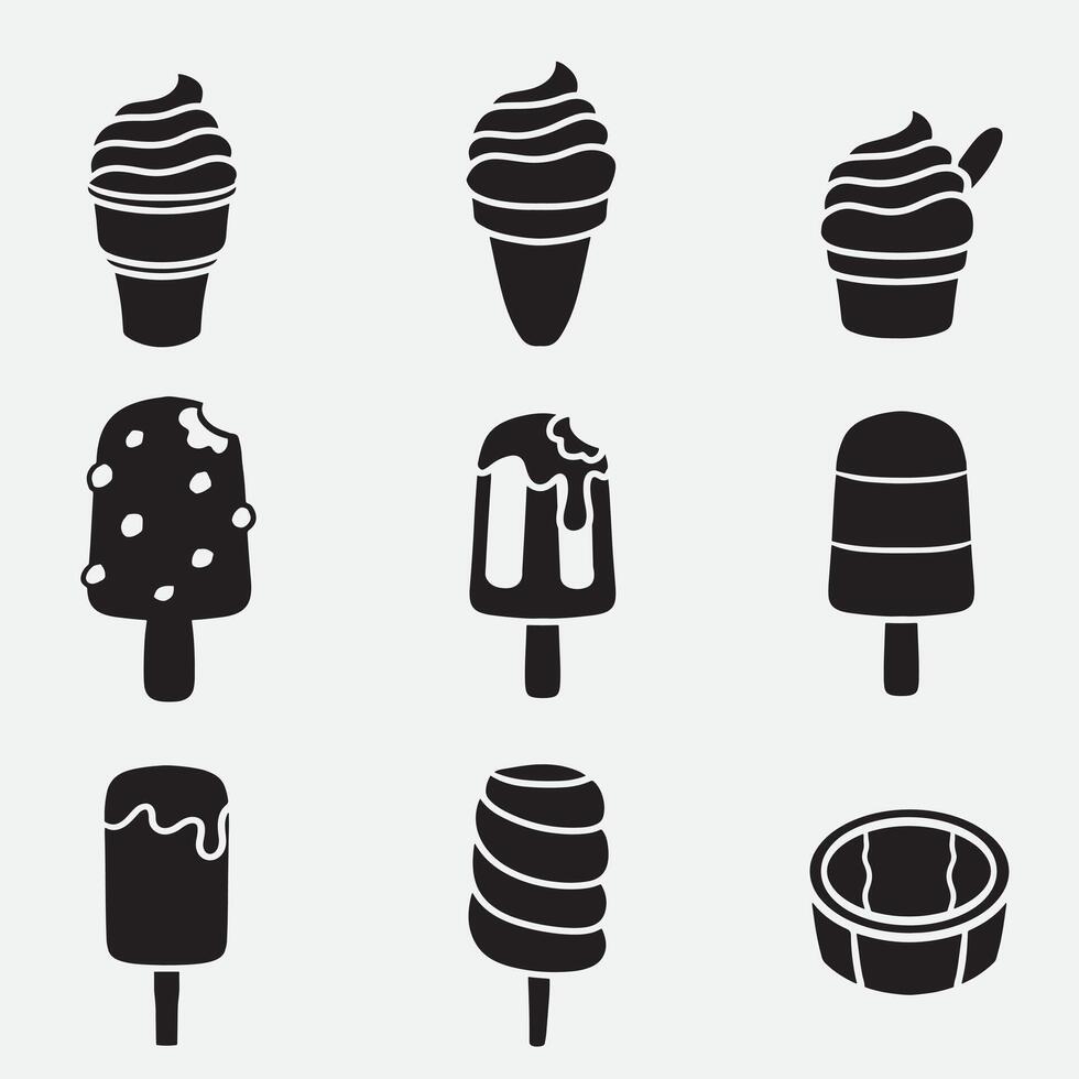 set of ice cream good for icons, symbol, logo, silhouette design, etc vector