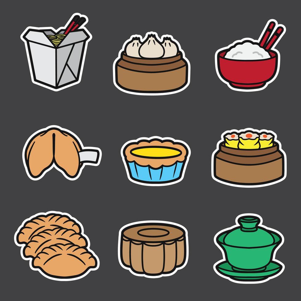 set of chinese food good for sticker, element design, badge, etc vector