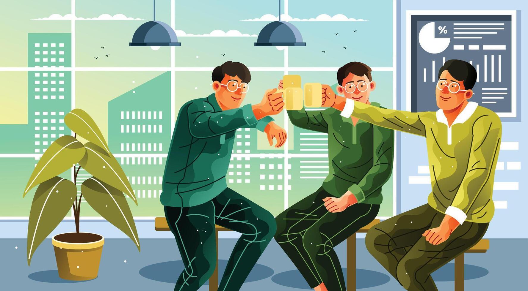 Business Colleagues Drinks After Work Illustration vector