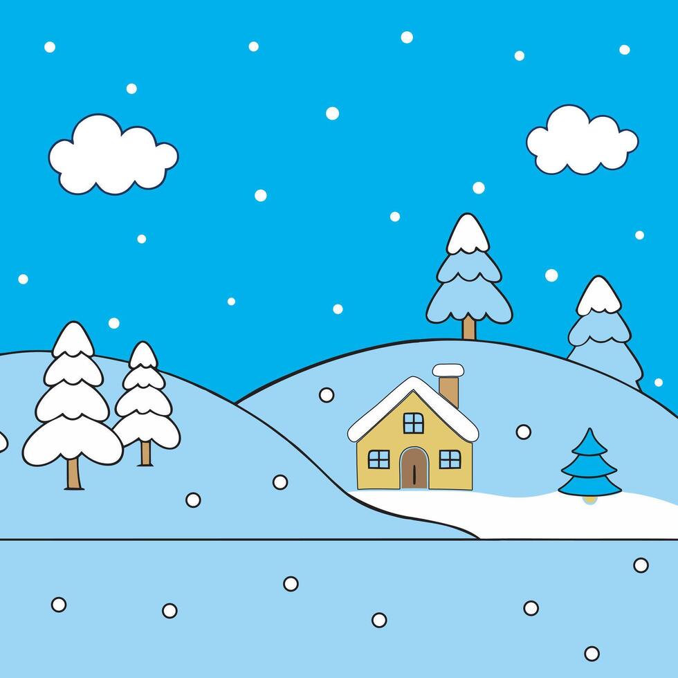Christmas winter background with snow and blurred bokeh.Merry christmas and happy new year greeting card with copy-space. vector