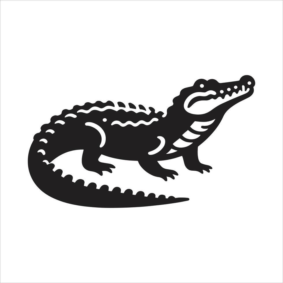 Crocodile Black And White Silhouette vector