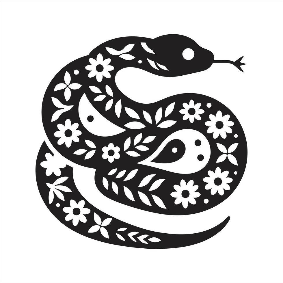 Zodiac Snake Sign, Happy Chinese New Year 2025 Minimalist Style Year Of The Snake vector