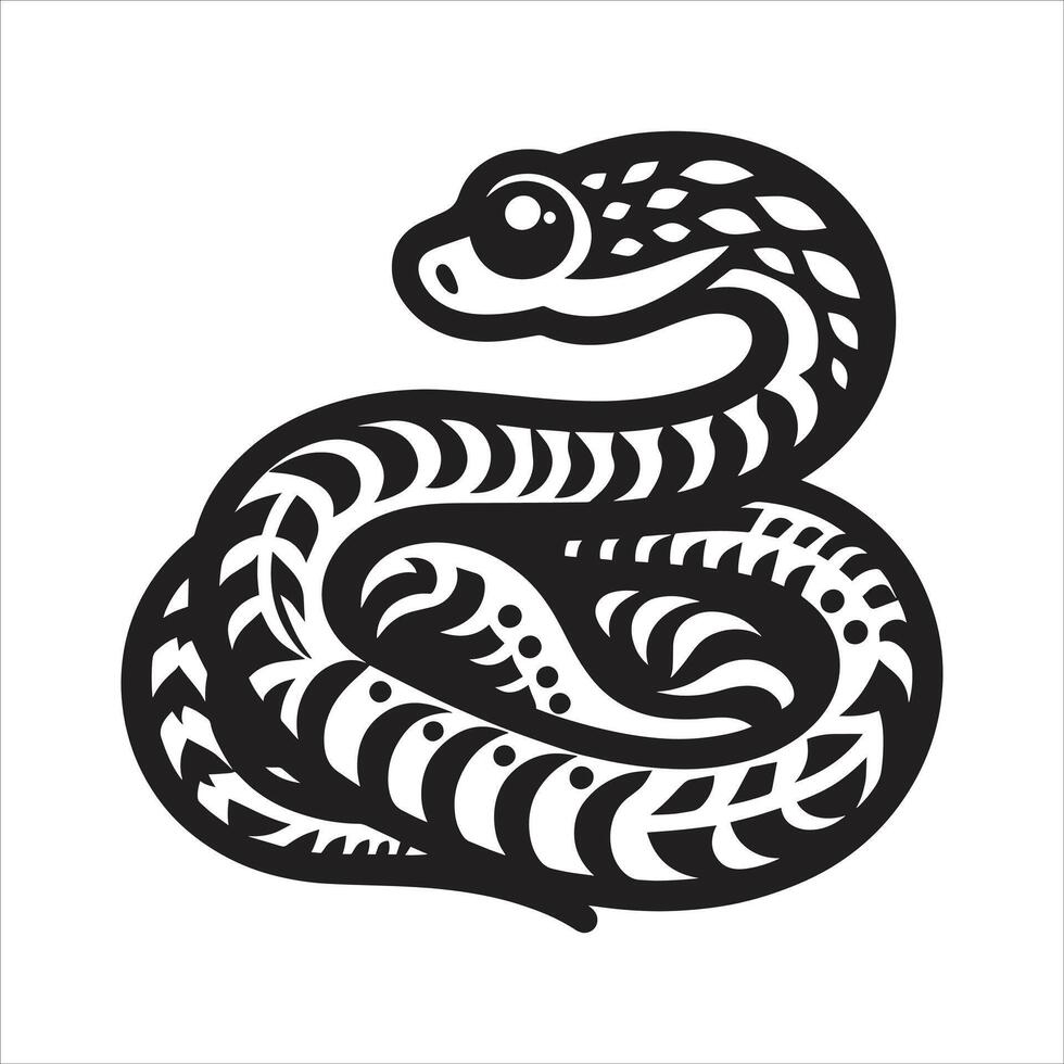 Snake Zodiac Year Chinese Character With Snake Illustration For New Year 2025 vector