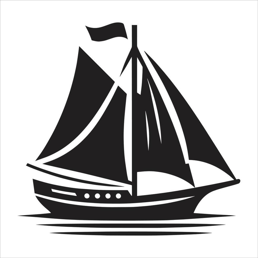 Sailboat Black And White, Or Boat Sailing vector