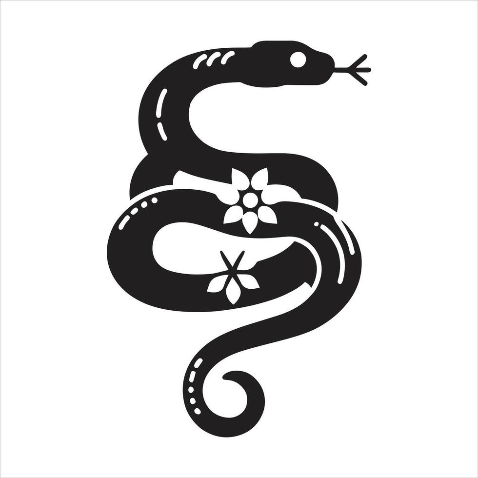 China Lunar New Year Symbolic Silhouette Black And White Chinese Zodiac Snake Year Of The Snake Illustration vector