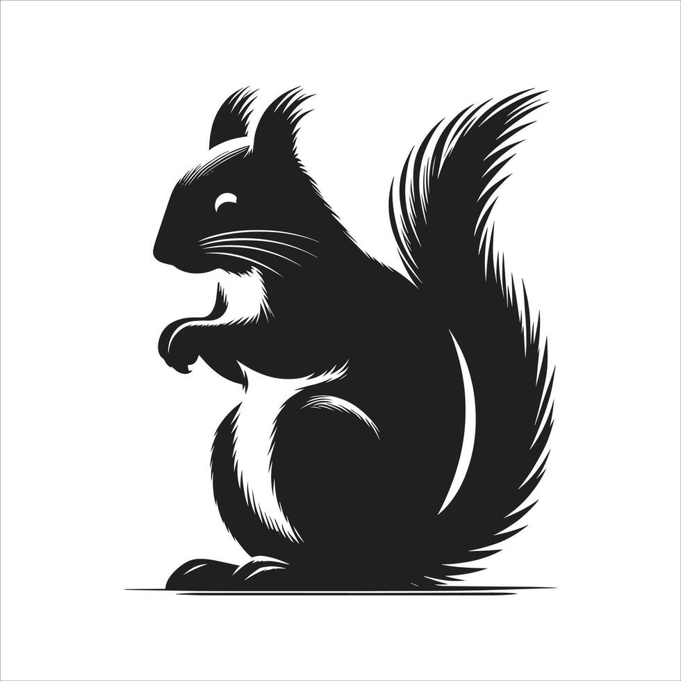 Illustration Of Squirrel Silhouette Isolated on White Background vector